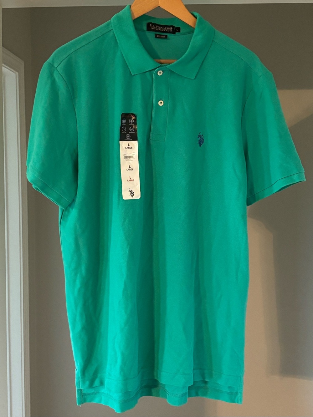 U.S. Polo Assn. Men's Polo Shirt - Teal with Navy Logo
